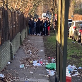 CPFC Visitors & Players Obstructing WBR pavement & their rubbish